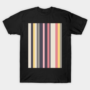 Soft stripes in cream, yellow, charcoal, pink and grey T-Shirt